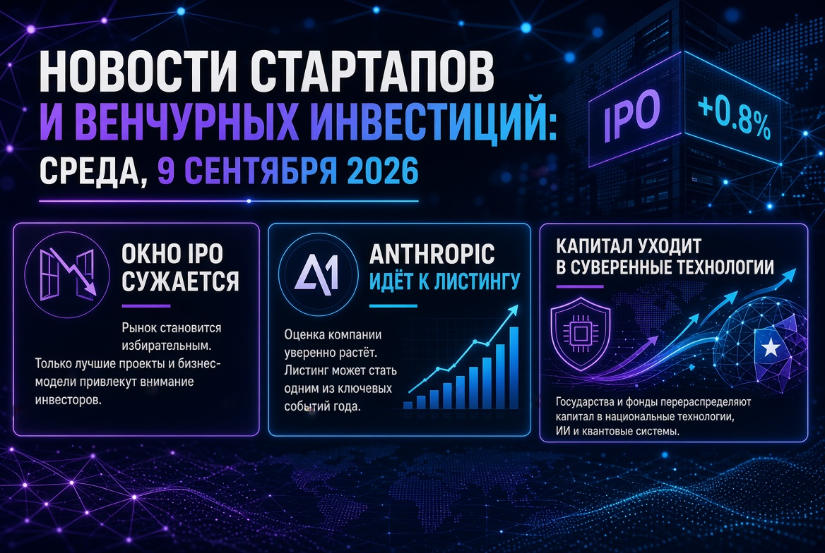 Startup and Venture Capital News: Wednesday, 9 September 2026 — The IPO Window Narrows, Anthropic Heads for Listing, and Capital Moves to Sovereign Technologies