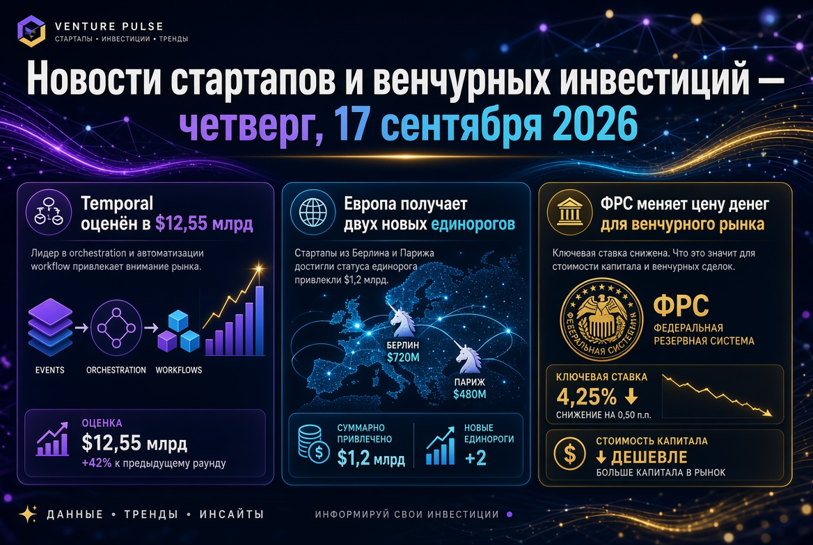 Startup and Venture Investment News — Thursday, 17th September 2026: Temporal Valued at $12.55 Billion, Europe Welcomes Two New Unicorns, and the Fed Adjusts Monetary Policy for the Venture Market