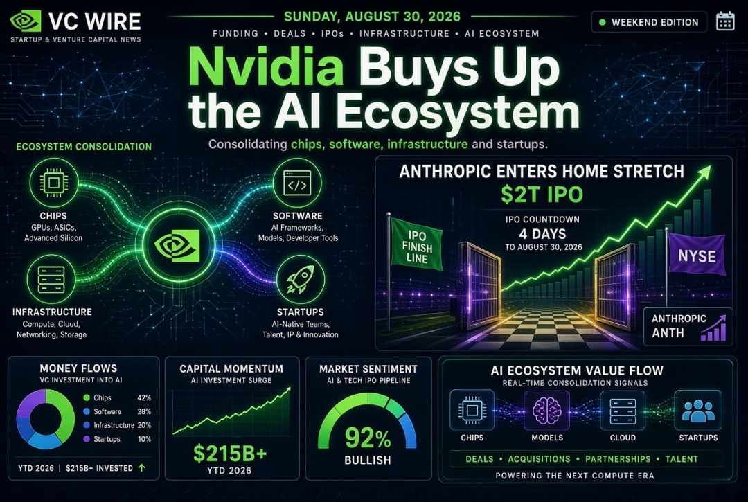 Startup and Venture Capital News - Sunday, 30 August 2026: Nvidia Acquires AI Ecosystem, Anthropic Nears $2 Trillion IPO