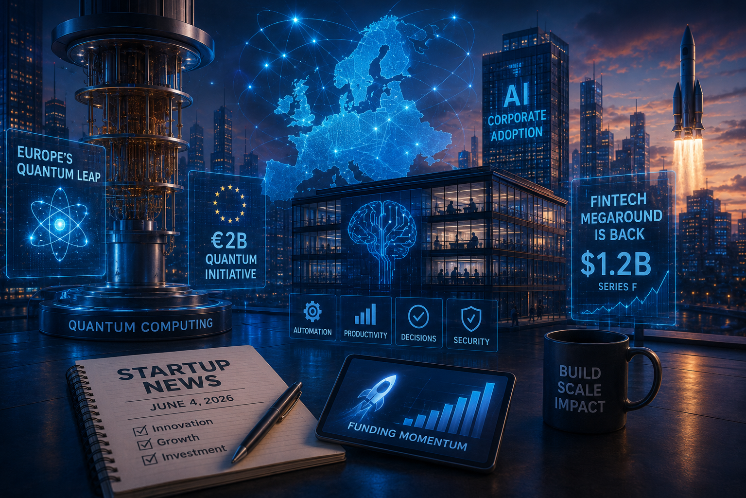 Startup and Venture Investment News, Thursday, 4 June 2026: Europe's Quantum Breakthrough, Corporate AI and the Return of Fintech Mega-Rounds