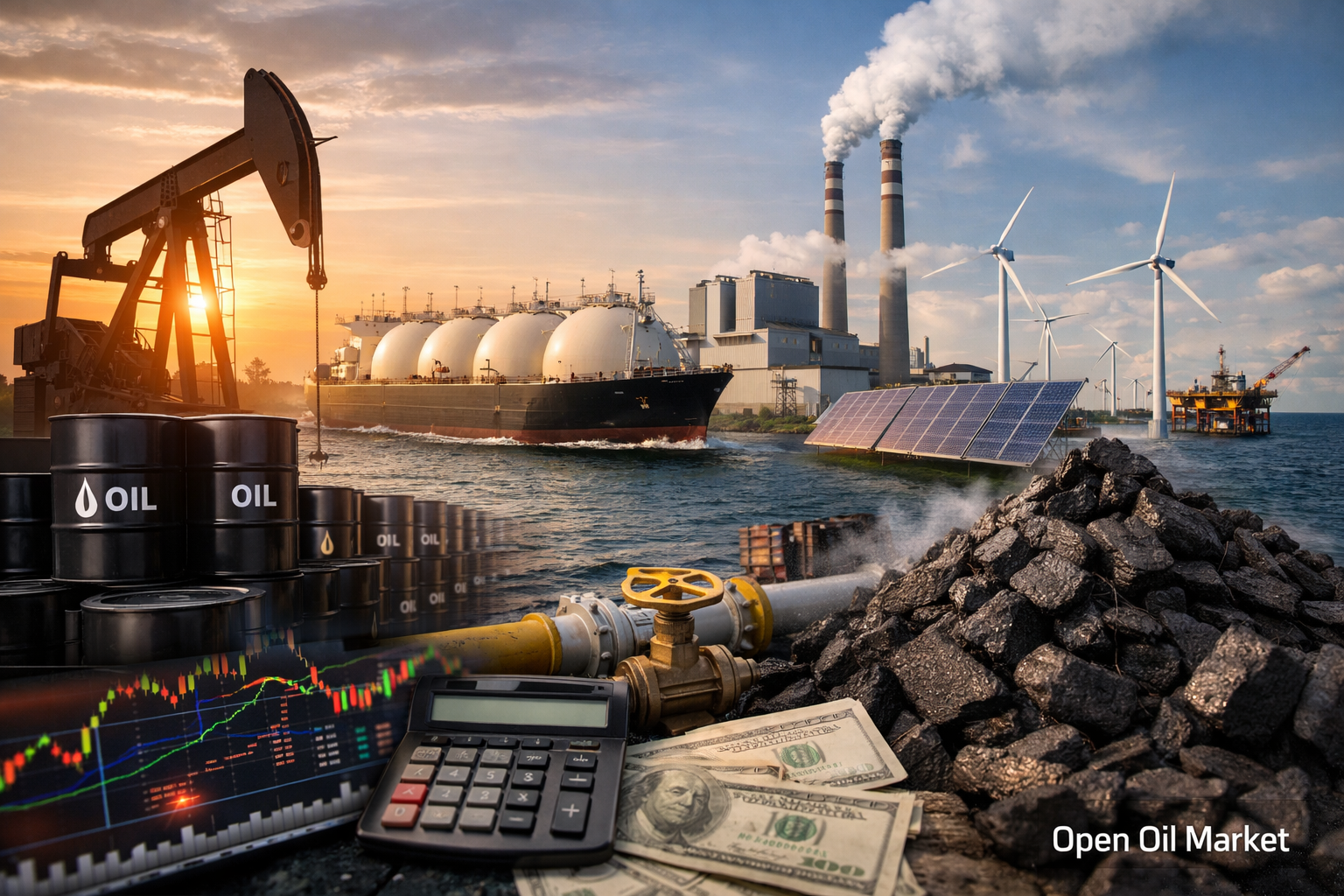 Global oil, gas, and energy market overview — Energy Sector on 21 February 2026, Brent oil, LNG, refineries, renewable energy